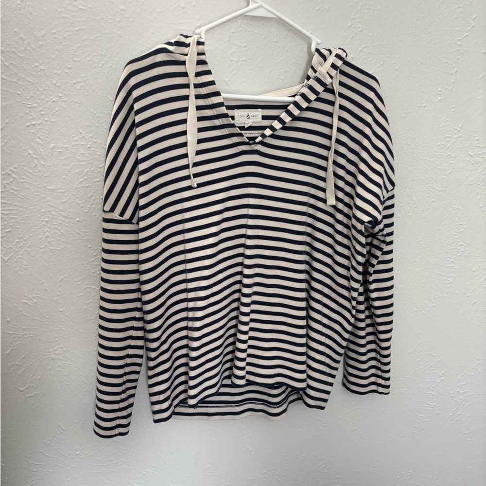 Lou & Grey Oversized Striped Navy and White Hoodie